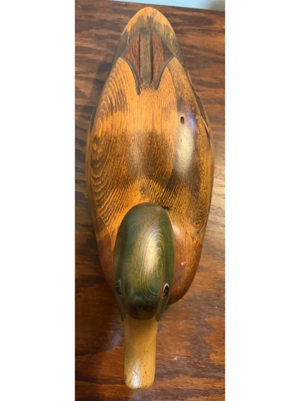 VTG Tom Taber Hand Carved Decoy Duck Signed Collectible Display Piece